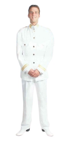 Kapitein wit goud - Willaert, verkleedkledij, carnavalkledij, carnavaloutfit, feestkledij, Kapitein, matroos, navy